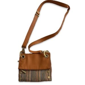 Hammitt Montana Reversible Tan and Brown Striped Crossbody Bag